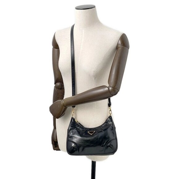 PRADA Re-Edition 2005 2WAYShoulder Bag Leather/Patent Leather Black 1BH204 - Picture 13 of 13